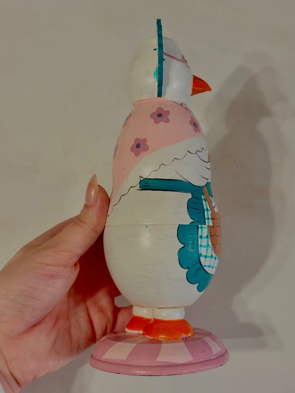 Vintage Nesting Dolls Chickens Hen Handpainted Wooden Cottage Grandma Retro
